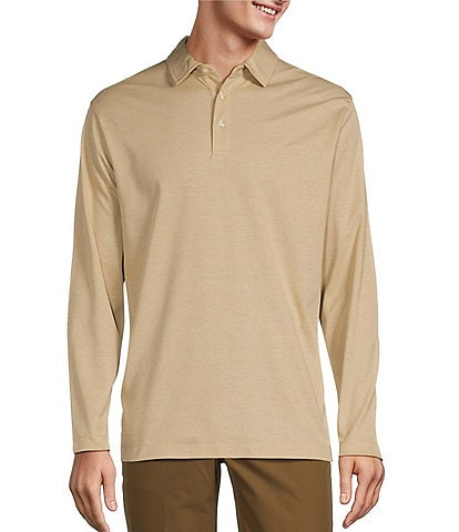 Roundtree & Yorke Easy Care Long Sleeve Solid Jacquard Polo Shirt