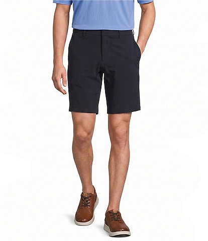 Roundtree & Yorke 9#double; Flat Front Performance Solid Texture Shorts