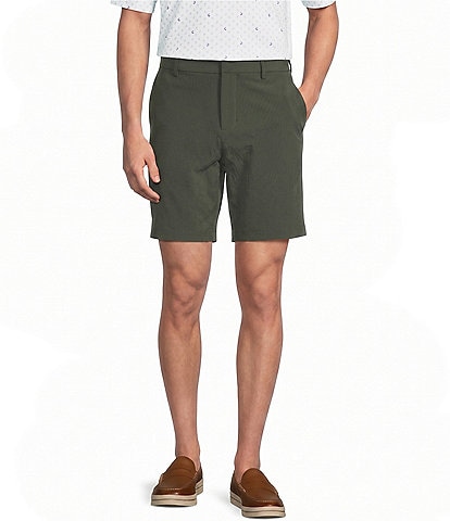 Roundtree & Yorke 9#double; Flat Front Performance Solid Texture Shorts