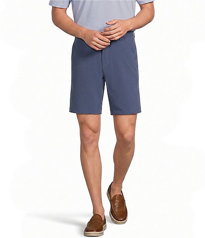 Roundtree & Yorke 9#double; Flat Front Performance Solid Texture Shorts