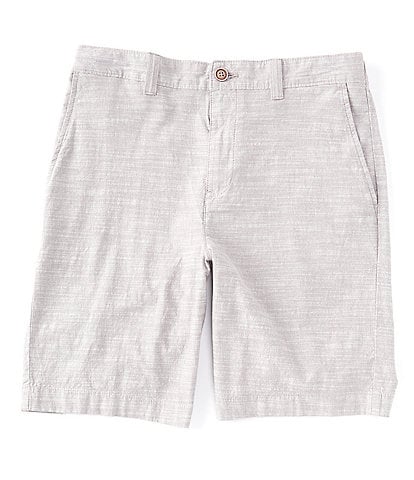 Roundtree & Yorke Classic-Fit Flat Front Slub Texture 9#double; Inseam Shorts