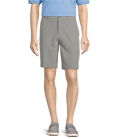 Roundtree & Yorke Performance Flat Front Texture Comfort Stretch Solid 9#double; Inseam Shorts