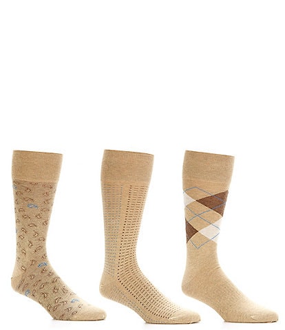 Roundtree & Yorke Argyle Basic Assorted Crew Dress Socks 3-Pack