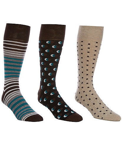 Roundtree & Yorke Assorted Dots Crew Socks 3-Pack