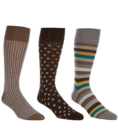 Roundtree & Yorke Assorted Striped Crew Socks 3-Pack