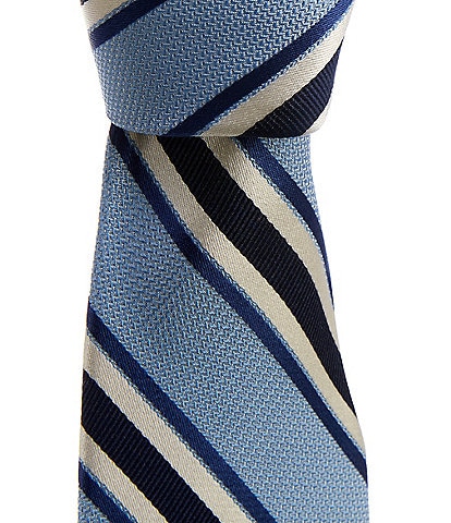 Roundtree & Yorke Big & Tall  Fran Striped Print 3 3/8" Silk Tie