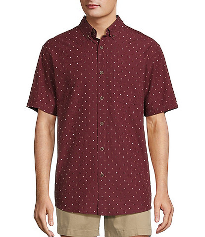 Roundtree & Yorke Big & Tall  Short Sleeve Clip Dobby Sport Shirt