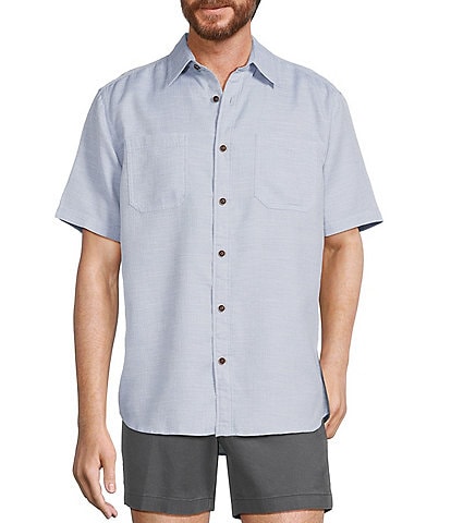 Roundtree & Yorke Big & Tall  Short Sleeve Textured Solid Sport Shirt