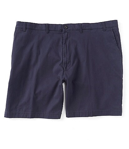 Roundtree & Yorke Big & Tall Flat Front Washed 9#double; and 11#double; Inseam Chino Shorts