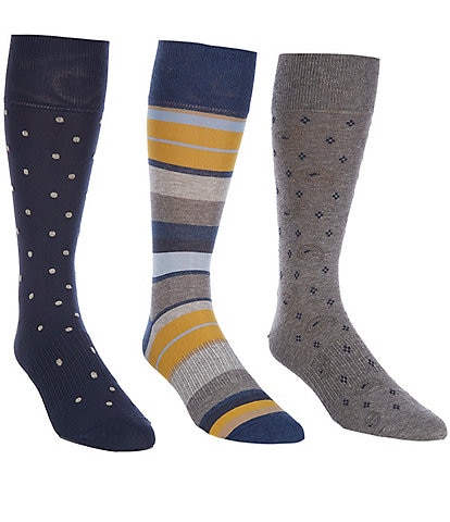 Roundtree & Yorke Big & Tall Assorted Patterened Dress Socks 3-Pack