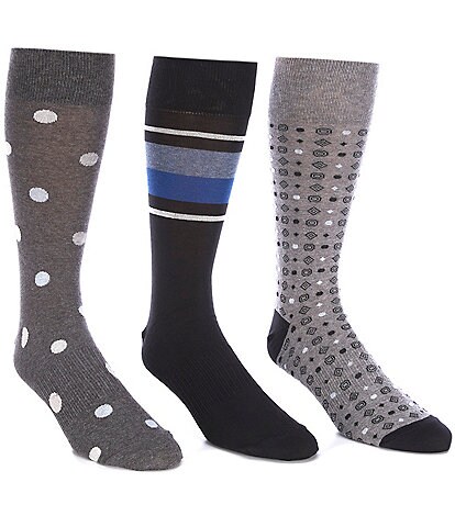 Roundtree & Yorke Big & Tall Dotted Striped Dress Sock 3-Pack