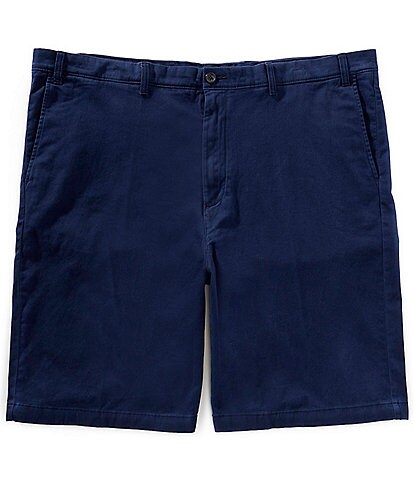 Roundtree & Yorke Big & Tall Flat Front Washed Chino 9#double; Inseam Shorts