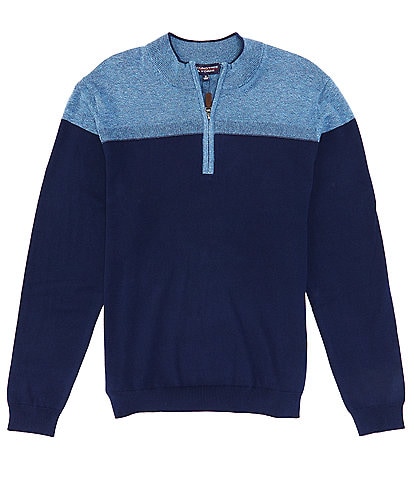 Roundtree & Yorke Big & Tall Long-Sleeve Color Block 1/4-Zip Pullover
