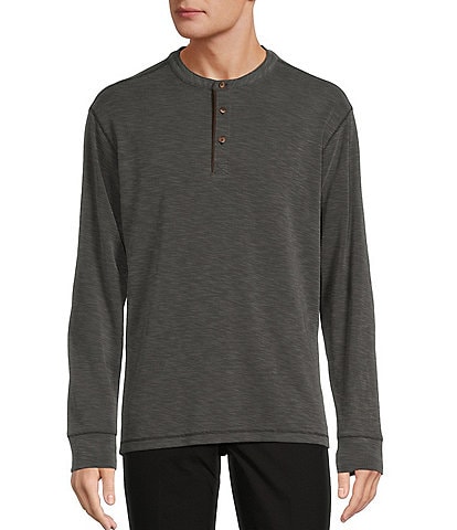 Roundtree & Yorke Big & Tall Long Sleeve Solid Polynosic Henley