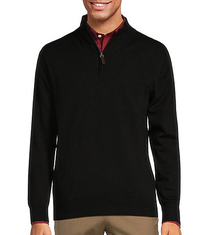Roundtree & Yorke Big & Tall Mock Neck Long Sleeve Solid Quarter Zip Pullover