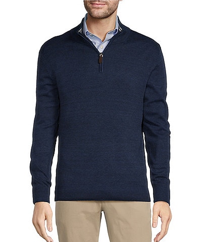 Roundtree & Yorke Big & Tall Mock Neck Long Sleeve Solid Quarter-Zip Sweater Pullover