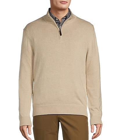 Roundtree & Yorke Big & Tall Mock Neck Long Sleeve Solid Quarter-Zip Sweater Pullover