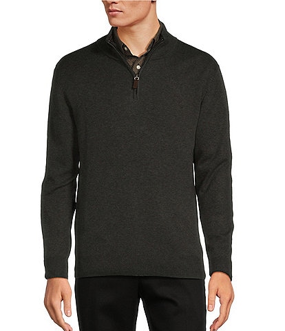 Roundtree & Yorke Big & Tall Mock Neck Long Sleeve Solid Quarter-Zip Sweater Pullover