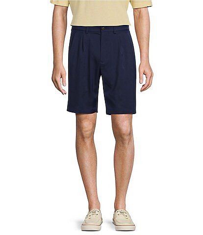 Roundtree & Yorke Big & Tall Performance Pleated Front 9#double;/11#double; Inseam Shorts