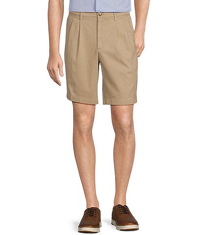 Roundtree & Yorke Big & Tall Pleated Washed 9#double; and 11#double; Inseam Chino Shorts