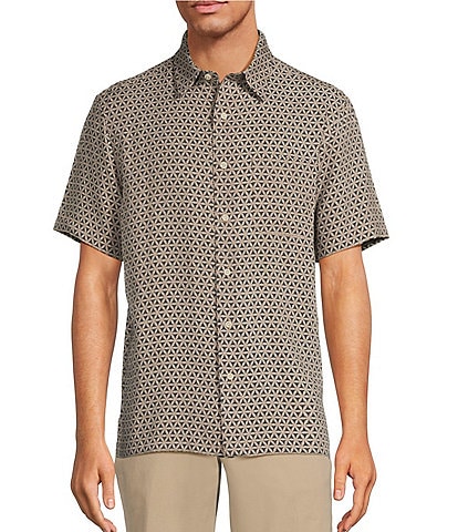 Roundtree & Yorke Big & Tall Point Collar Short Sleeve Medium Geometric Print Woven Shirt
