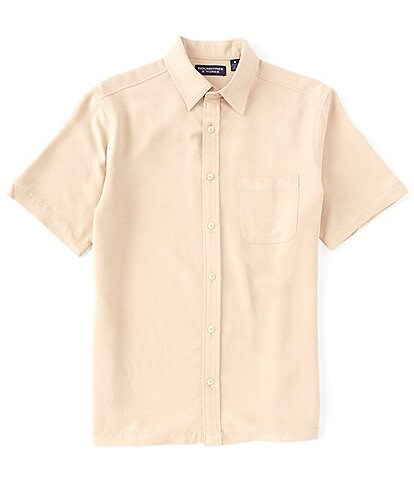 Roundtree & Yorke Big & Tall Short Sleeve Polynosic Solid Slub Button Down Shirt