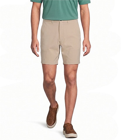 Roundtree & Yorke Big & Tall Solid Flat Front Performance 8#double; Inseam Shorts