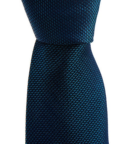 Roundtree & Yorke Big & Tall Solid 3 3/8" Woven Silk Tie