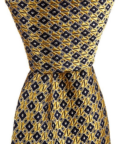 Roundtree & Yorke Big & Tall Square Neat 3 3/8#double; Woven Silk Tie