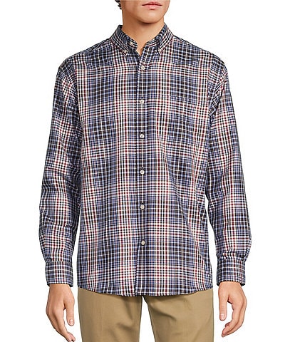 Roundtree & Yorke Big & Tall TravelSmart Classic Fit Easy Care Twill Large Plaid Sport Shirt