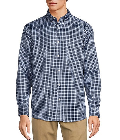 Roundtree & Yorke Big & Tall TravelSmart Classic Fit Easy Care Twill Small Plaid Sport Shirt