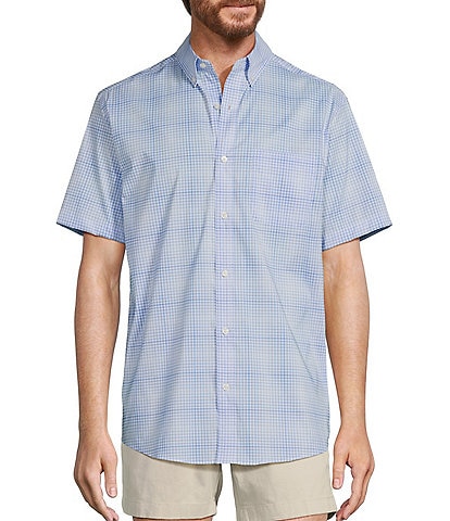 Roundtree & Yorke Big & Tall TravelSmart Easy Care Short Sleeve Ombre Plaid Sport Shirt