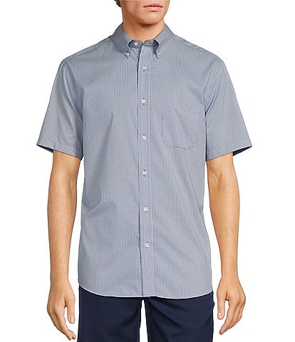 Roundtree & Yorke Big & Tall TravelSmart Easy Care Short Sleeve Small Checked Sport Shirt