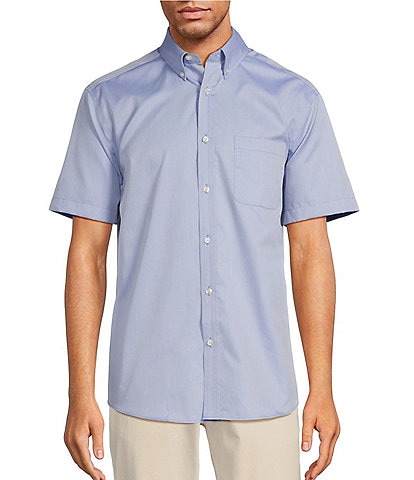 Roundtree & Yorke Big & Tall TravelSmart Easy Care Short Sleeve Solid Dobby Sport Shirt