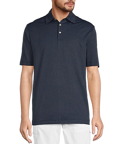Roundtree & Yorke Big & Tall TravelSmart Short Sleeve Non-Solid Solid Jacquard Polo Shirt