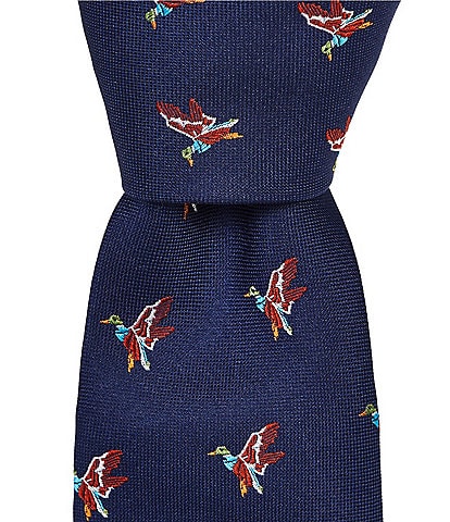 Roundtree & Yorke Bird Conversational Silk Traditional Tie