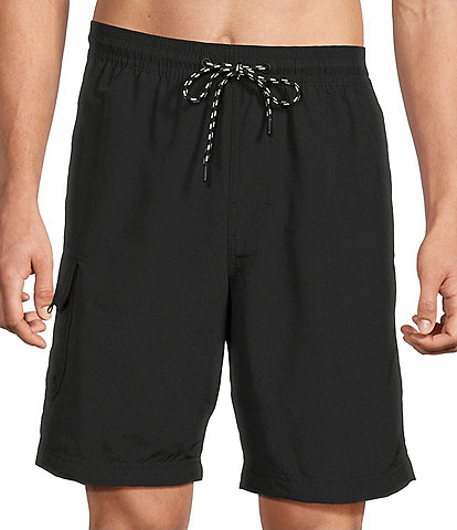 Roundtree & Yorke Boardwalk Cargo 9#double; Solid Swim Trunks