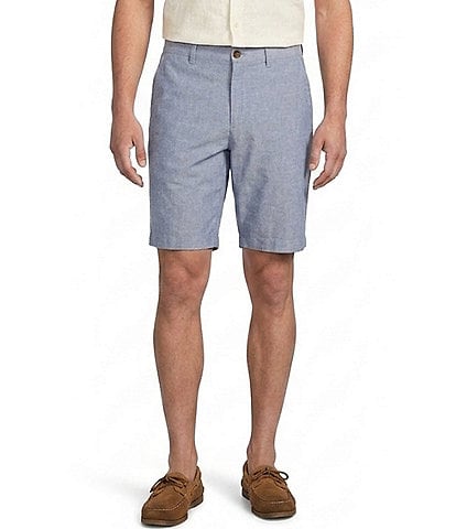 Roundtree & Yorke Casual Linen Flat Front 9#double; Solid Shorts