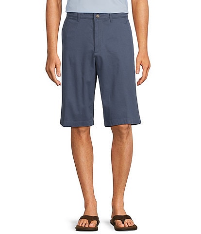 Roundtree & Yorke Casuals Classic Fit Flat Front Washed 13#double; Chino Shorts