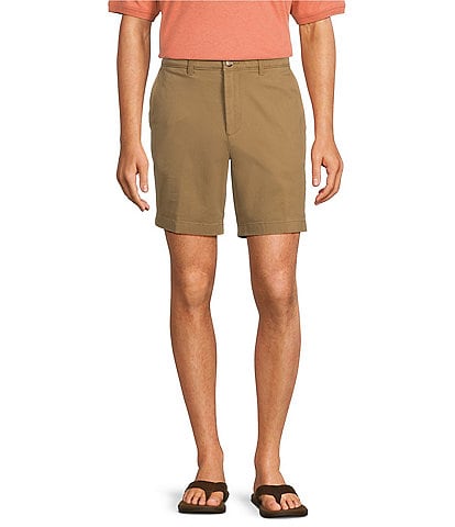 Roundtree & Yorke Casuals Straight Fit Flat Front 8#double; Inseam Chino Shorts