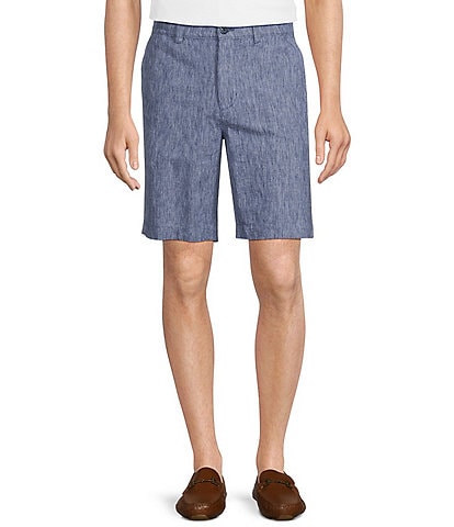 Roundtree & Yorke Casuals Classic Fit Flat Front Solid 9#double; Linen Shorts