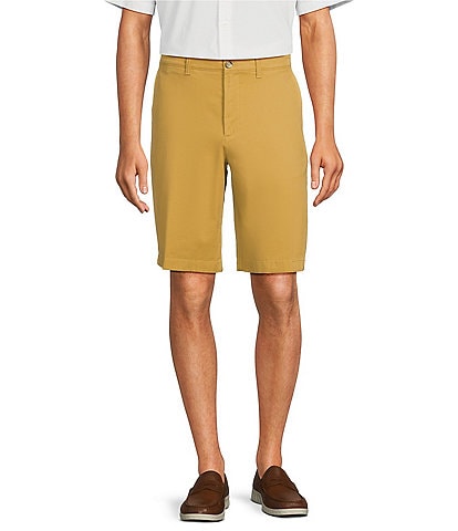 Roundtree & Yorke Casuals Classic Fit Flat Front Washed 11#double; Chino Shorts