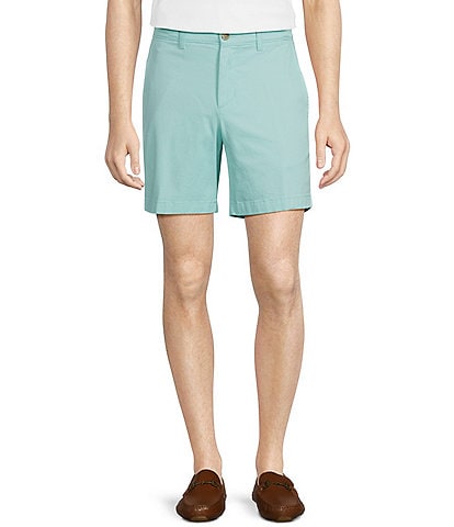 Roundtree & Yorke Casuals Straight Fit Flat Front Washed 7#double; Chino Shorts