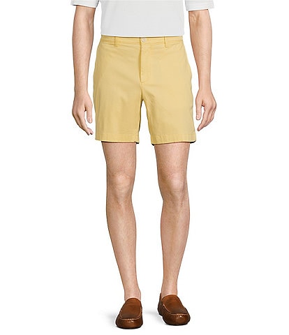 Roundtree & Yorke Casuals Flat Front 7#double; Inseam Washed Chino Shorts
