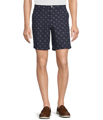 Roundtree & Yorke Casuals Flat Front Straight Fit 9#double; Inseam Printed Shorts