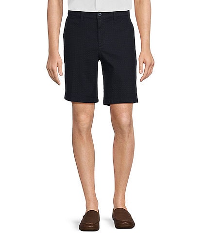 Roundtree & Yorke Casuals Flat Front Straight Fit Tonal Geo Printed 9#double; Inseam Shorts