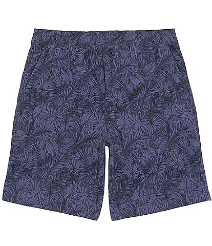 Roundtree & Yorke Casuals Flat Front Tropical Print Stretch Fabric 8#double; Inseam Shorts