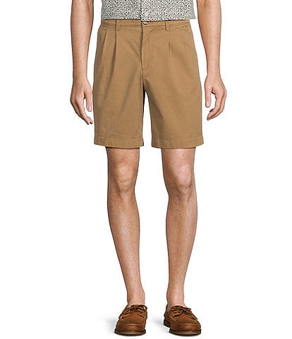 Roundtree & Yorke Casuals Stretch Fabric Classic Fit Pleated Washed 9#double; Chino Shorts
