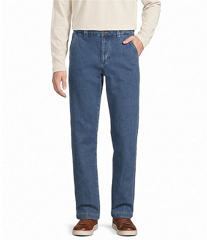 Roundtree & Yorke Classic Fit Flat Front Denim Chino Pants