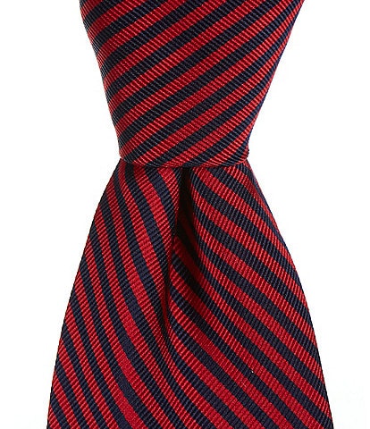 Roundtree & Yorke Classic Stripe 3 3/8" Woven Silk Tie